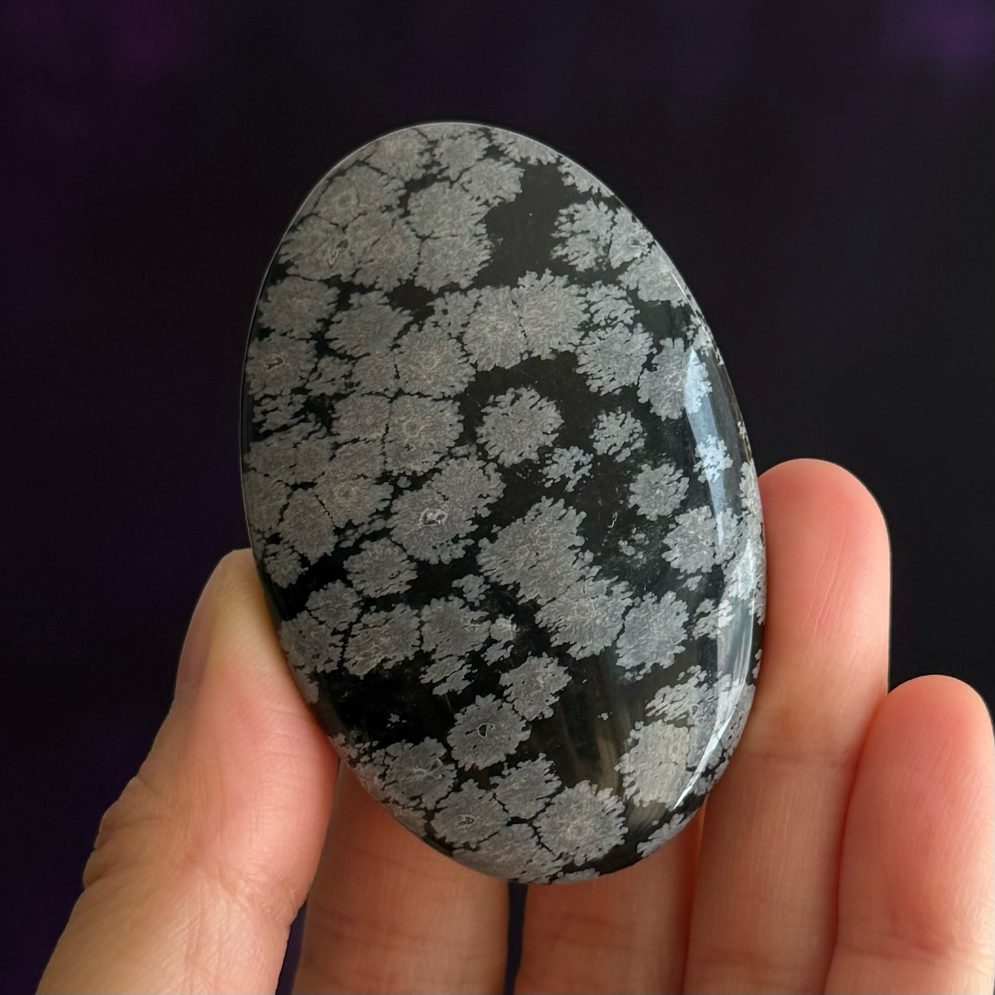 [原石] 雪花黑曜石 水晶 把玩