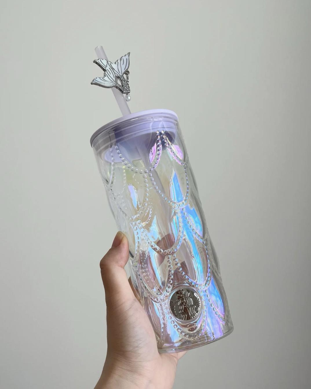 Starbucks 星巴克 夢幻物語 幻彩紫 魚鱗玻璃吸管杯 美人魚杯 550ml