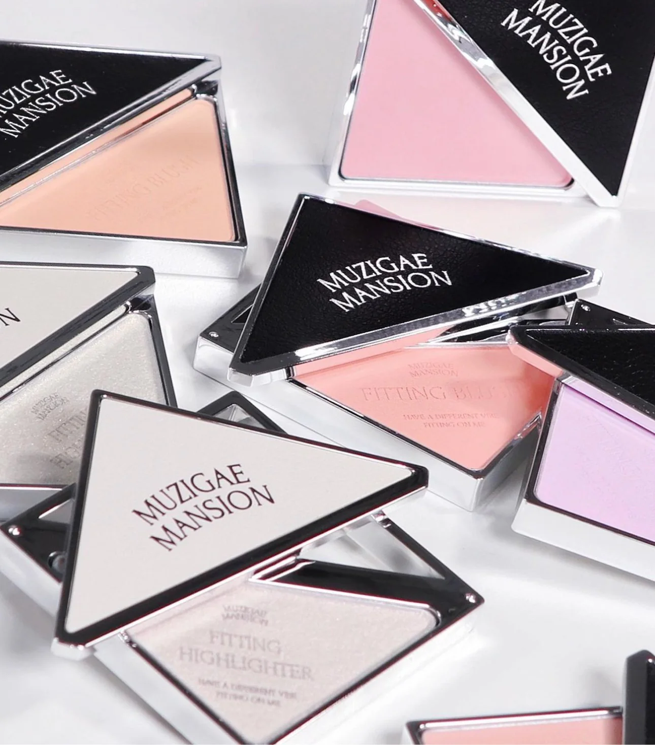 現 貨丨Muzigae Mansion 絲絨銀革三角旋蓋高光胭脂 Fitting Blush 01-04