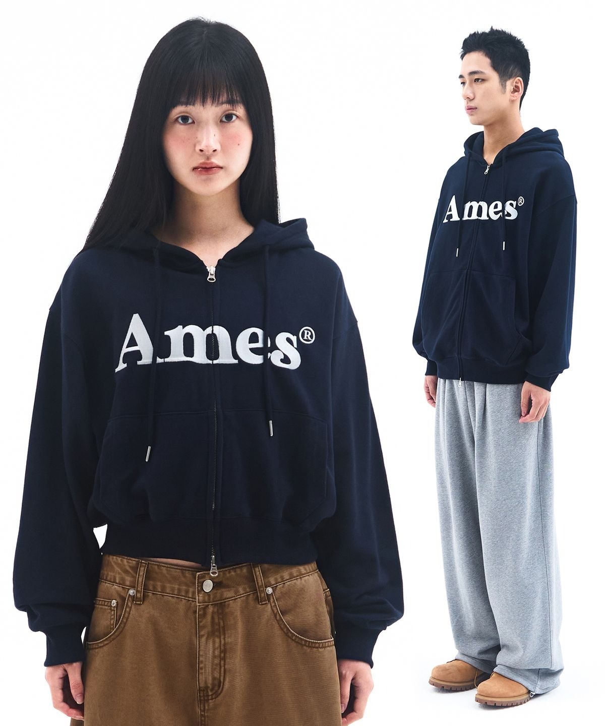 AMES BASIC LOGO HOODIE ZIP UP