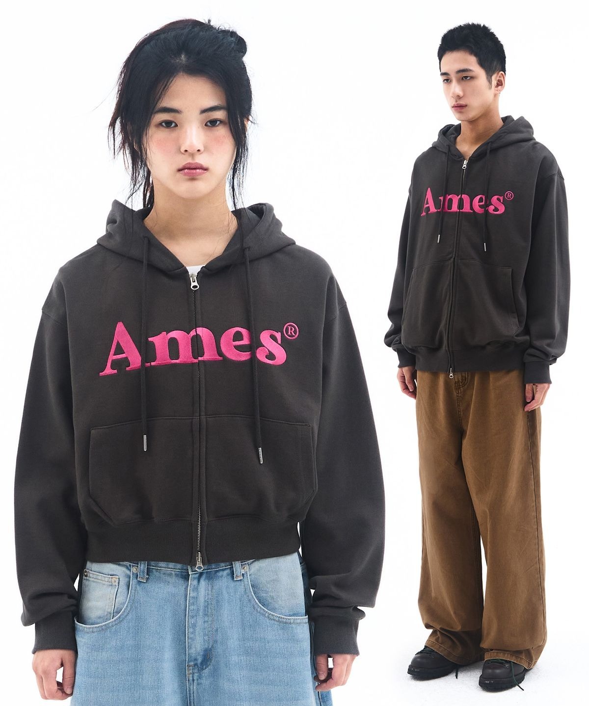 AMES BASIC LOGO HOODIE ZIP UP