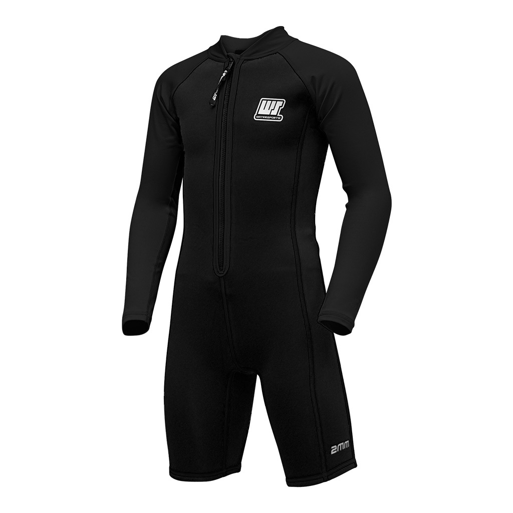 2/1mm 兒童 CR & 抓毛游泳保暖連身衣 - 黑