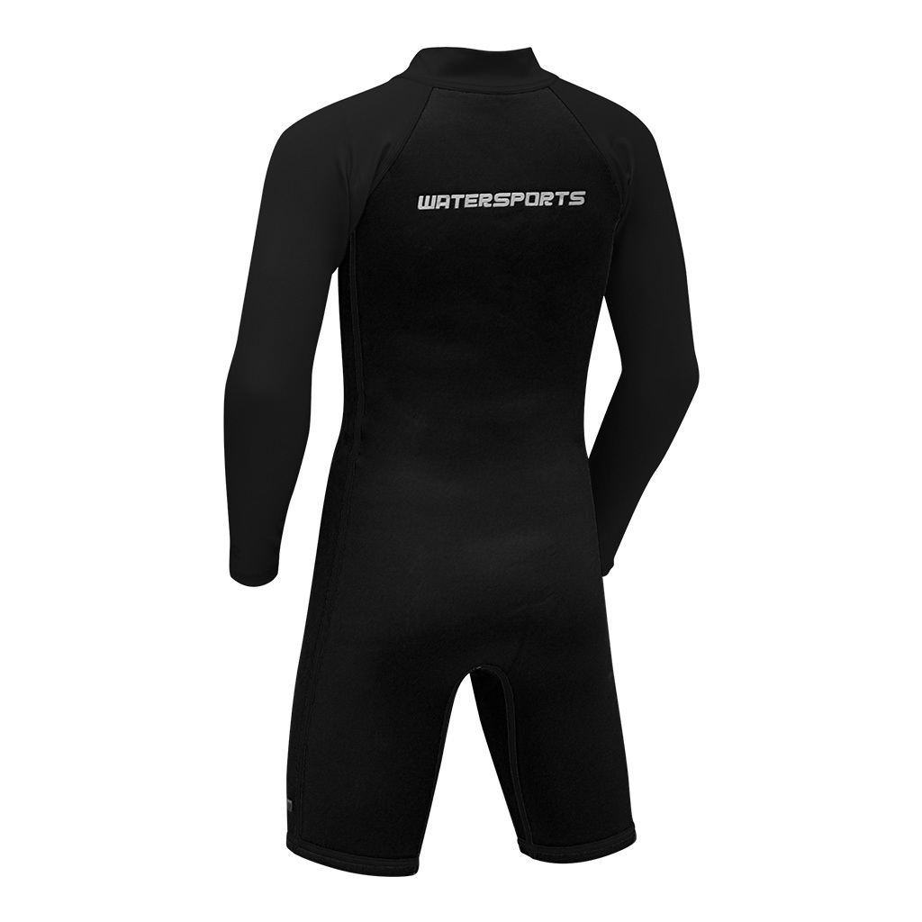 2/1mm 兒童 CR & 抓毛游泳保暖連身衣 - 黑