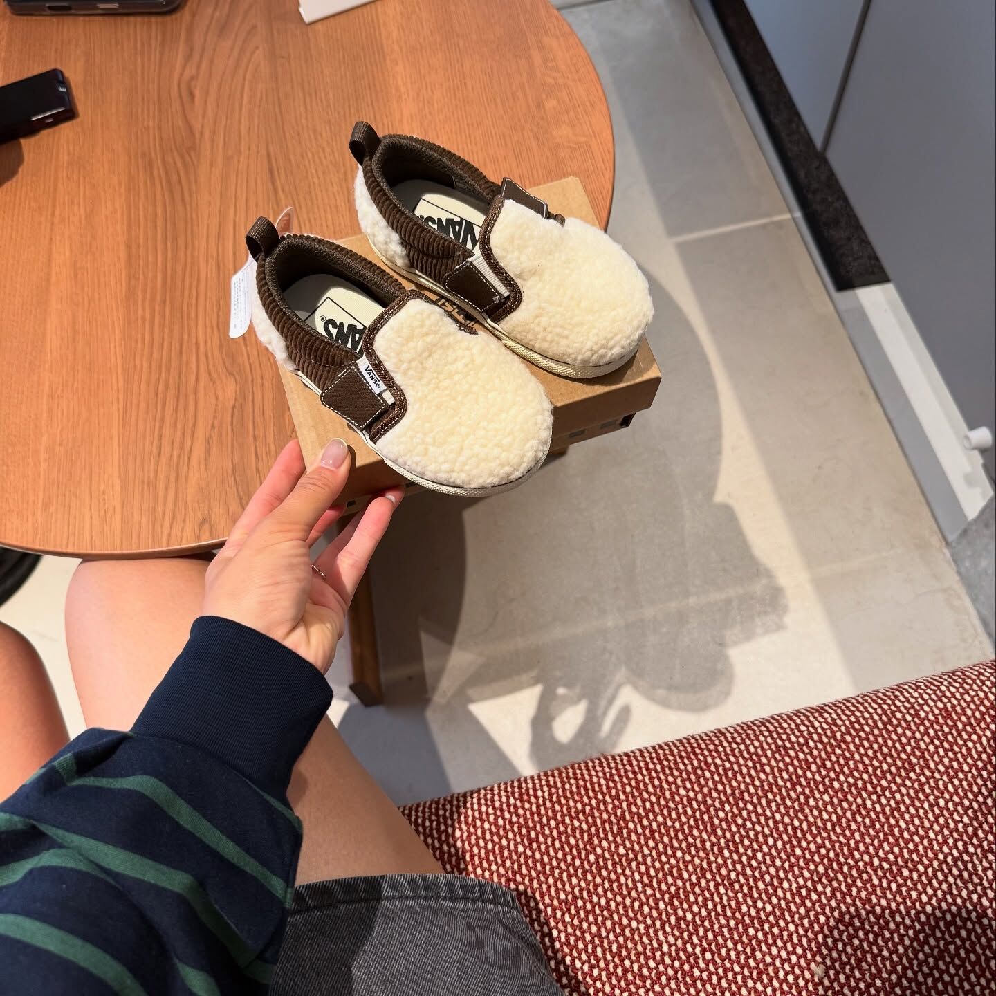 Vans Slip On 日本新款 棉花糖 毛茸茸 咖啡 白色 好穿脫 小童 童鞋 V98TDL