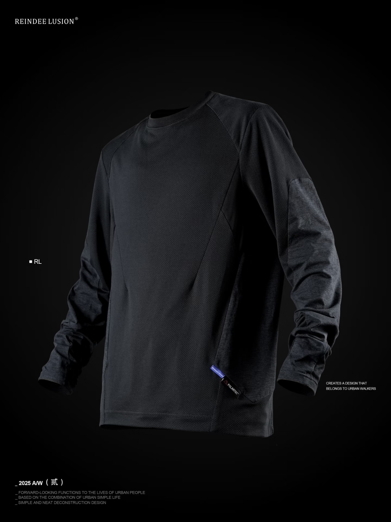 RL | REINDEE LUSION POLARTEC-Delta速乾蛇鱗紋圓領套指長袖T卹