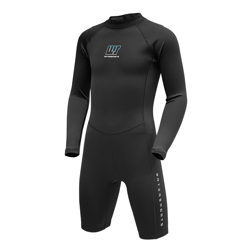 2/1mm 兒童 CR ＆ 四向拉伸抓毛游泳保暖連身衣 - 黑