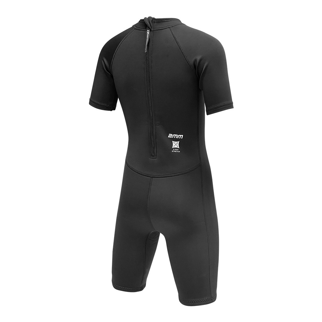 2/1mm 兒童 CR ＆ 四向拉伸抓毛游泳保暖連身衣 - 黑