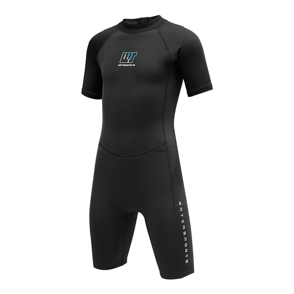 2/1mm 兒童 CR ＆ 四向拉伸抓毛游泳保暖連身衣 - 黑