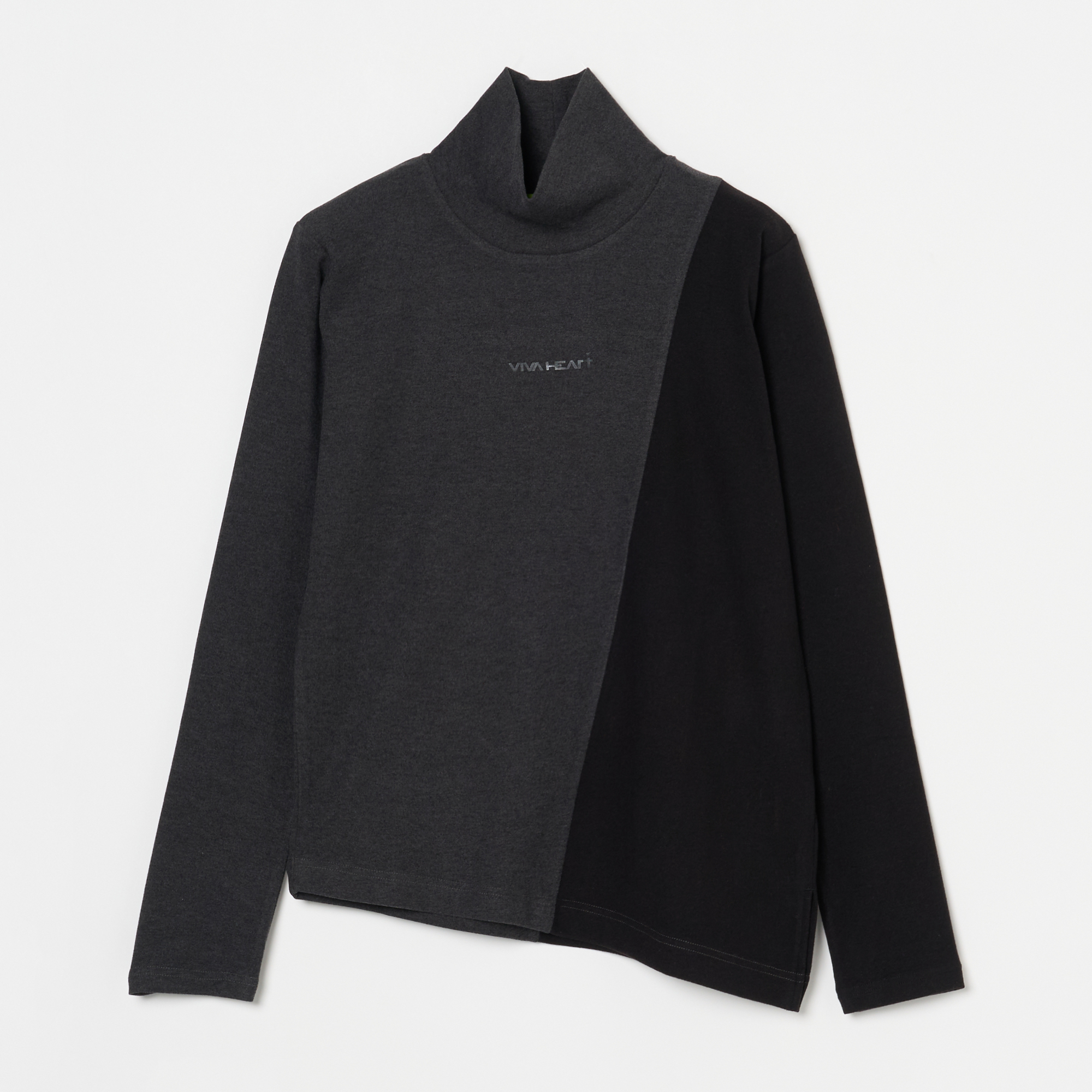 女士-刷毛彈性拼接長袖小高領