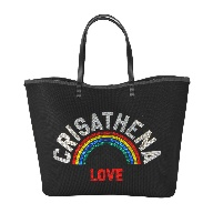 Crisathena Glam RainBow Love Large Tote Bag in Black CT-250412D-BLACK -M