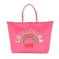 Crisathena Glam RainBow Love Large Tote Bag in Fuchsia CT-250412D-FUCHSIA -M