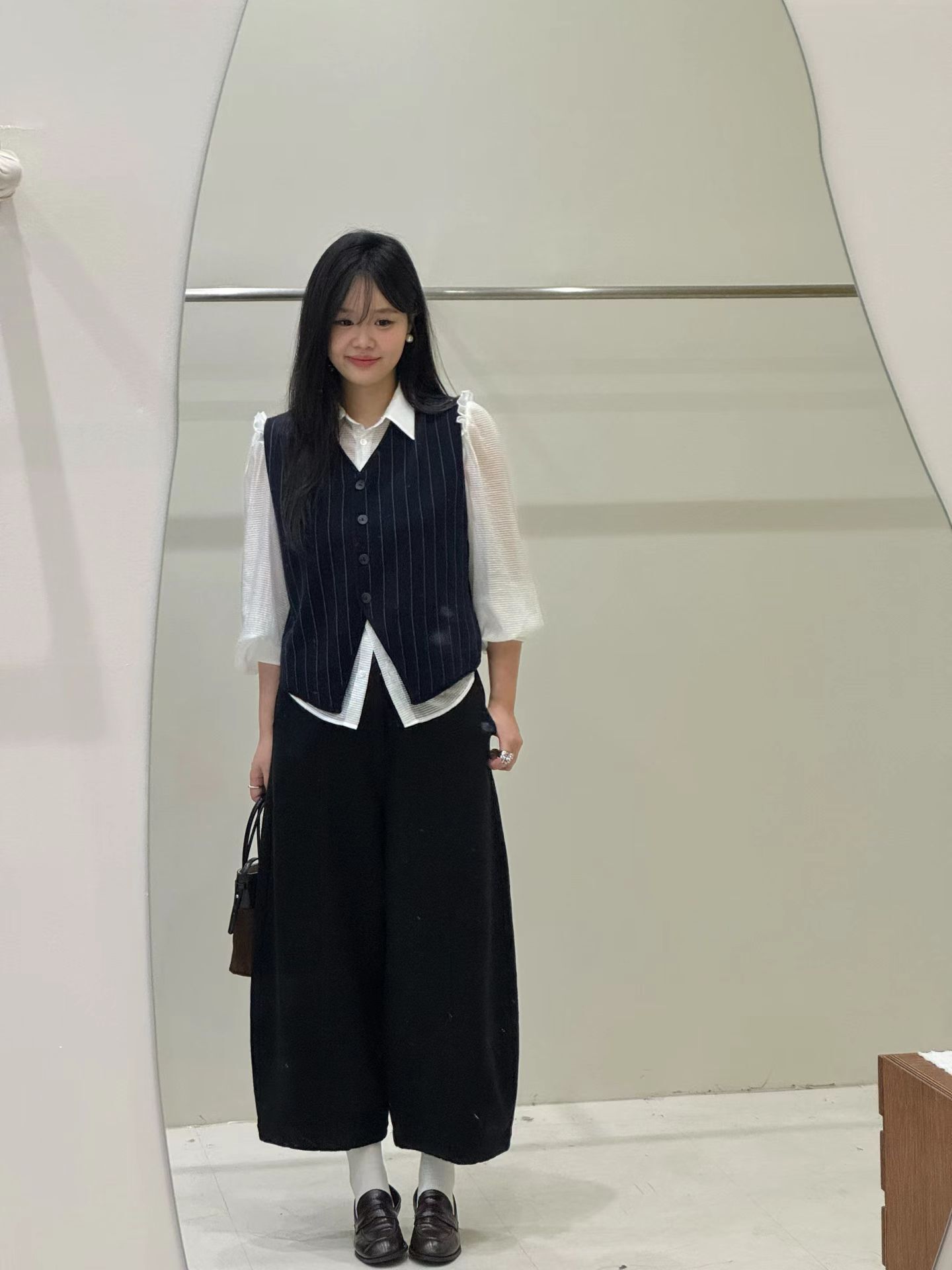 ABB5002 混羊毛直紋背心外套