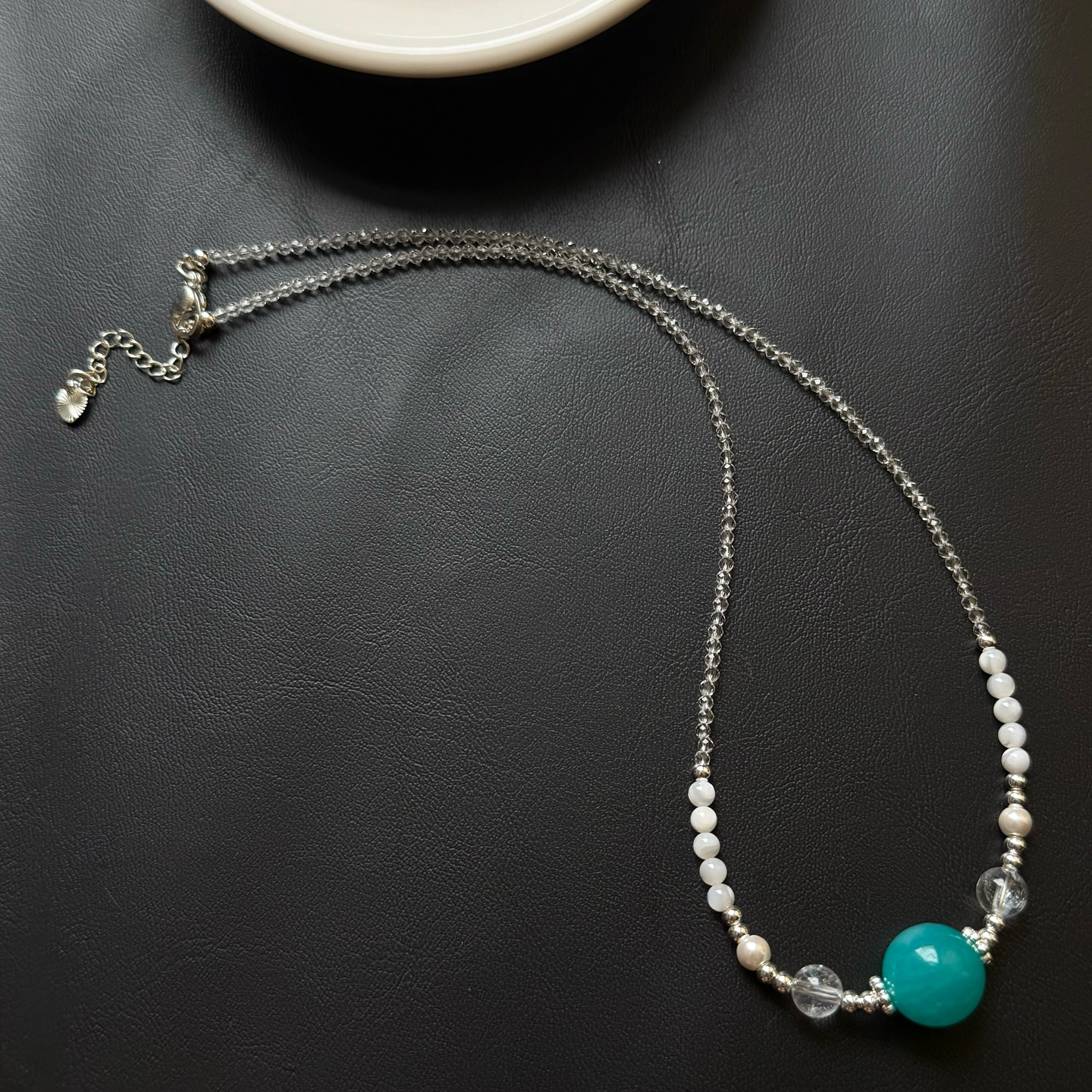 [原石] 冰種天河石+白母貝 項鏈