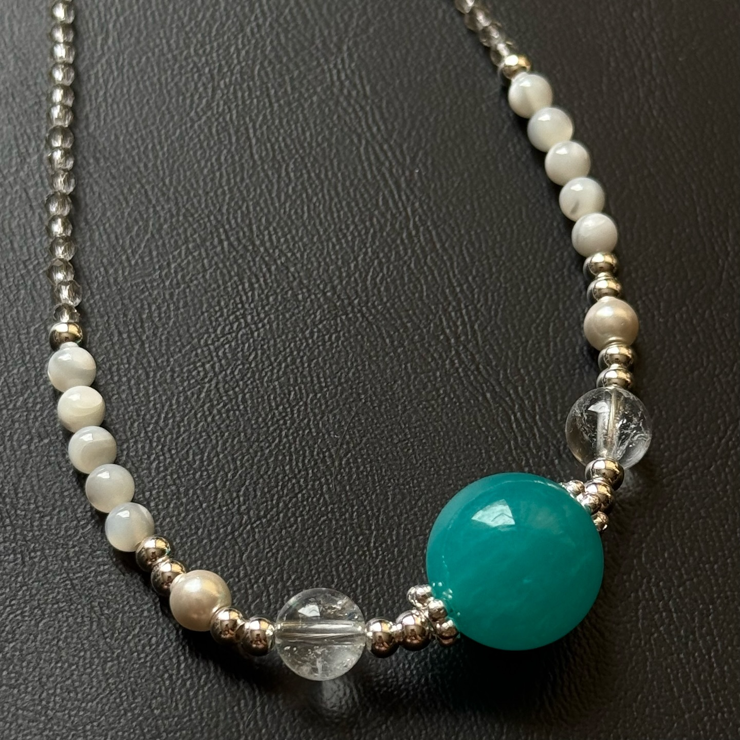 [原石] 冰種天河石+白母貝 項鏈