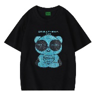 Crisathena X Chill Panda Glam T-shirt in Black,Blue CT-CJ-GLAMTEE_BLK_BLU -M