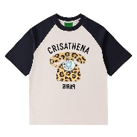 Crisathena Telephone T-Shirt in White,Navy,leopard CT-CH2609-WHT_NVY -M