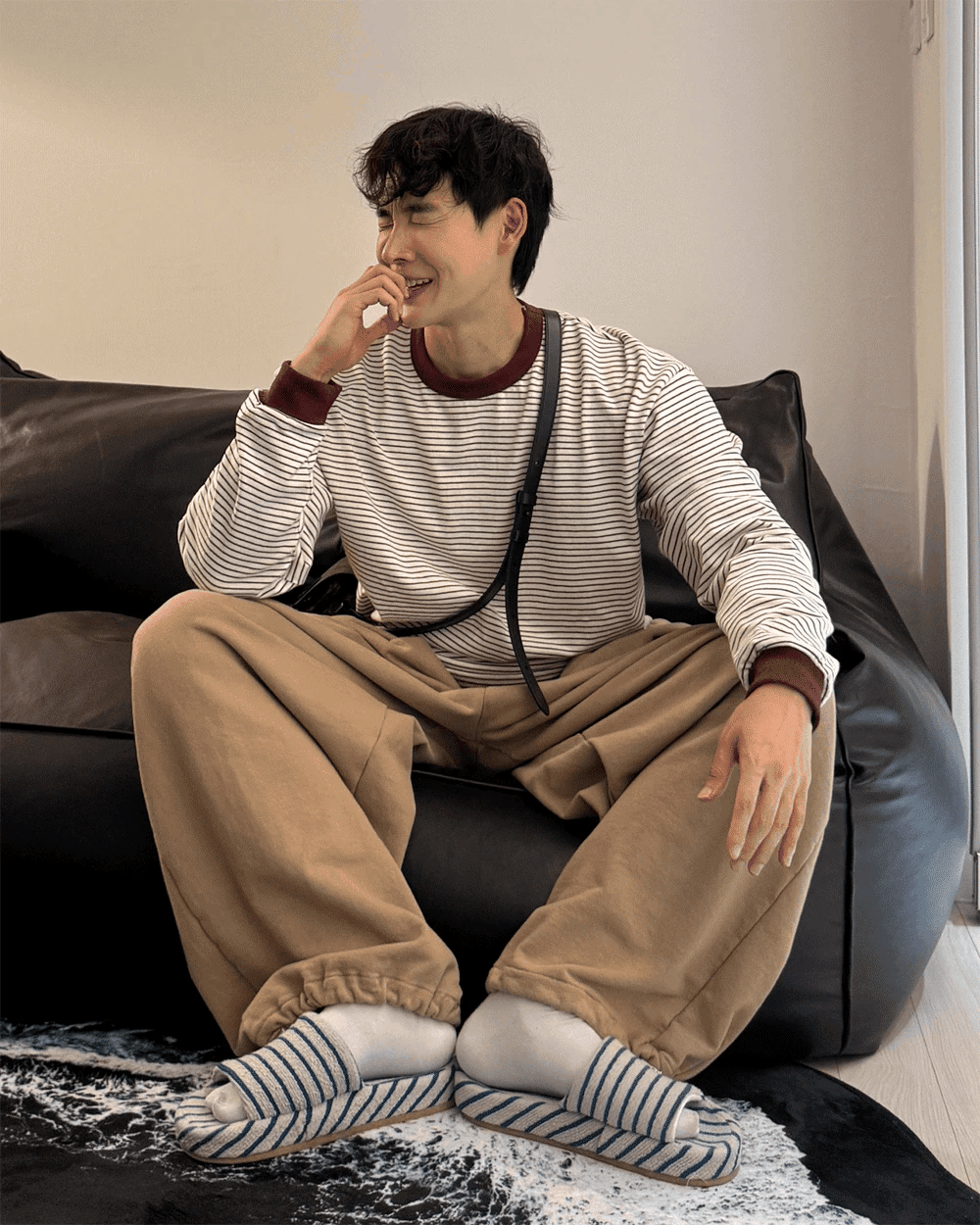 細橫紋長袖上衣