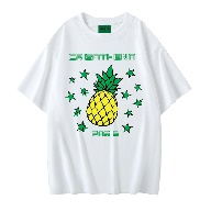 Crisathena Pineapple T-Shirt in White,Green,Yellow CT-CH2612-WHT_YLW -M
