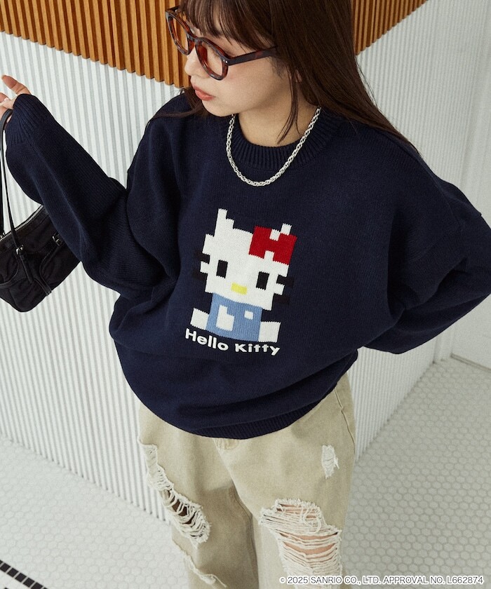 🇯🇵 PUBLUX x SANRIO 三麗鷗 像素圖案 提花針織衫 針織衣 毛衣 長袖 寬鬆 保暖 / 預購