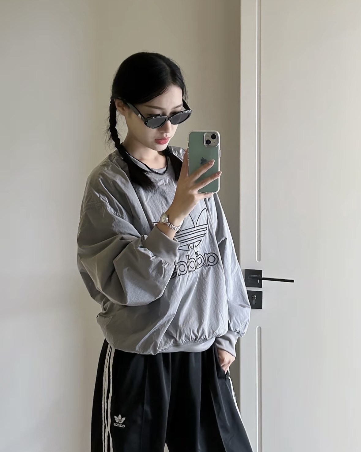 Adidas Originals Crew Sweatshirt 大標 大學tee 冰灰