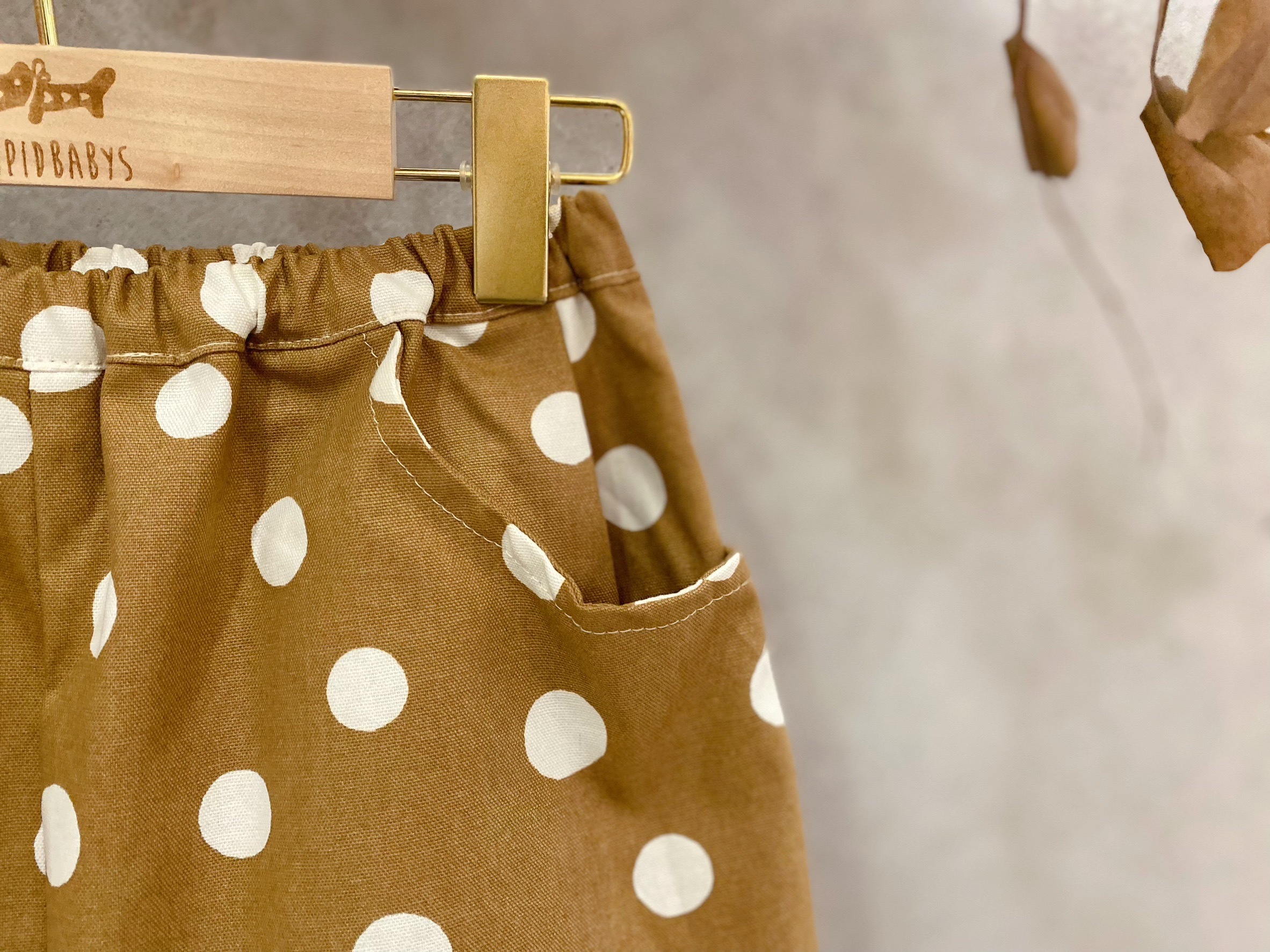 咖啡水玉 長寬褲（110）