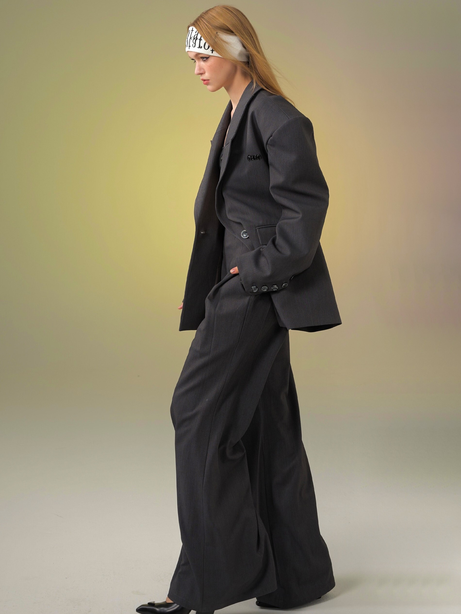 TAROTAROT 腰部繫帶裝飾 闊腿喇叭 落地西裝褲