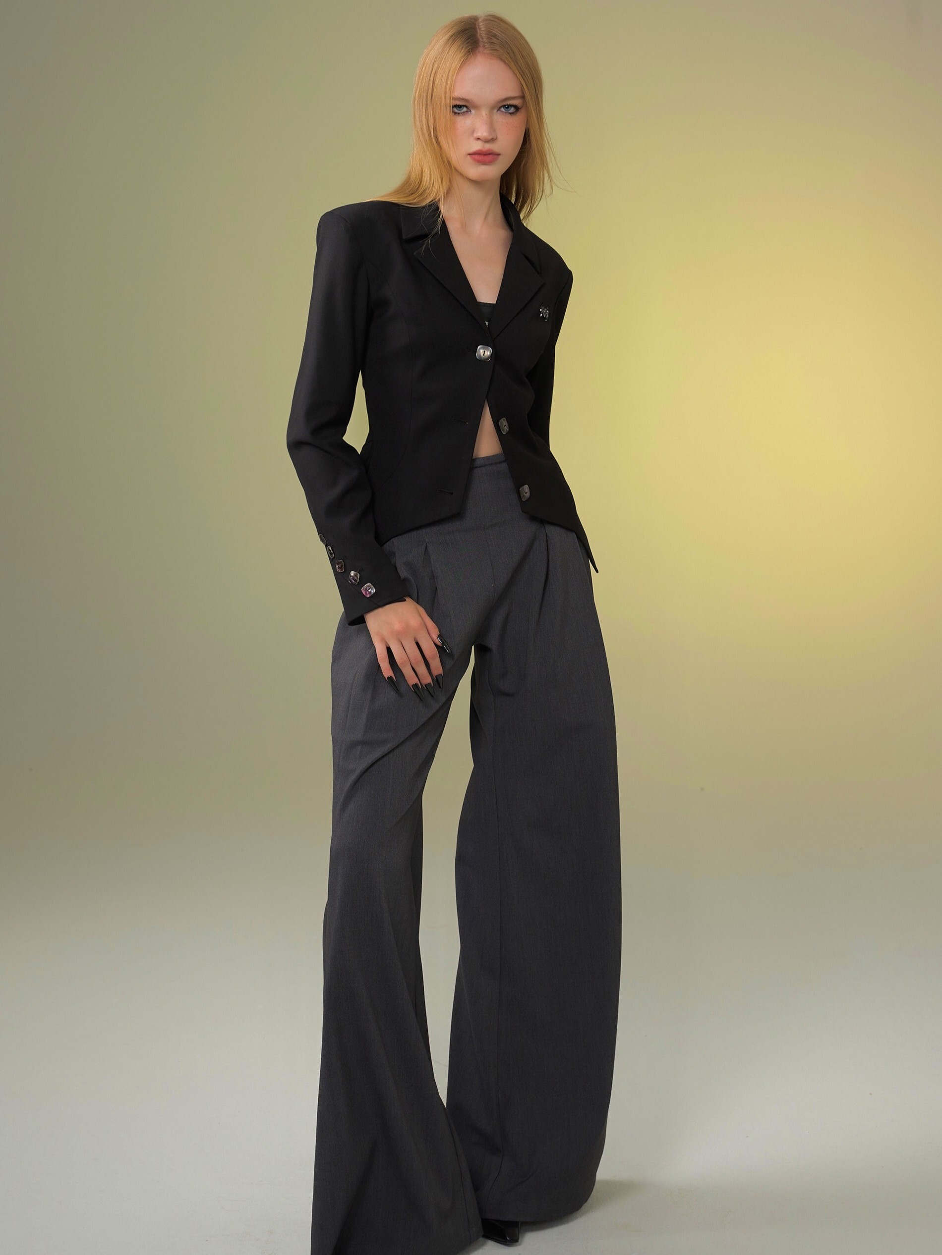 TAROTAROT 腰部繫帶裝飾 闊腿喇叭 落地西裝褲