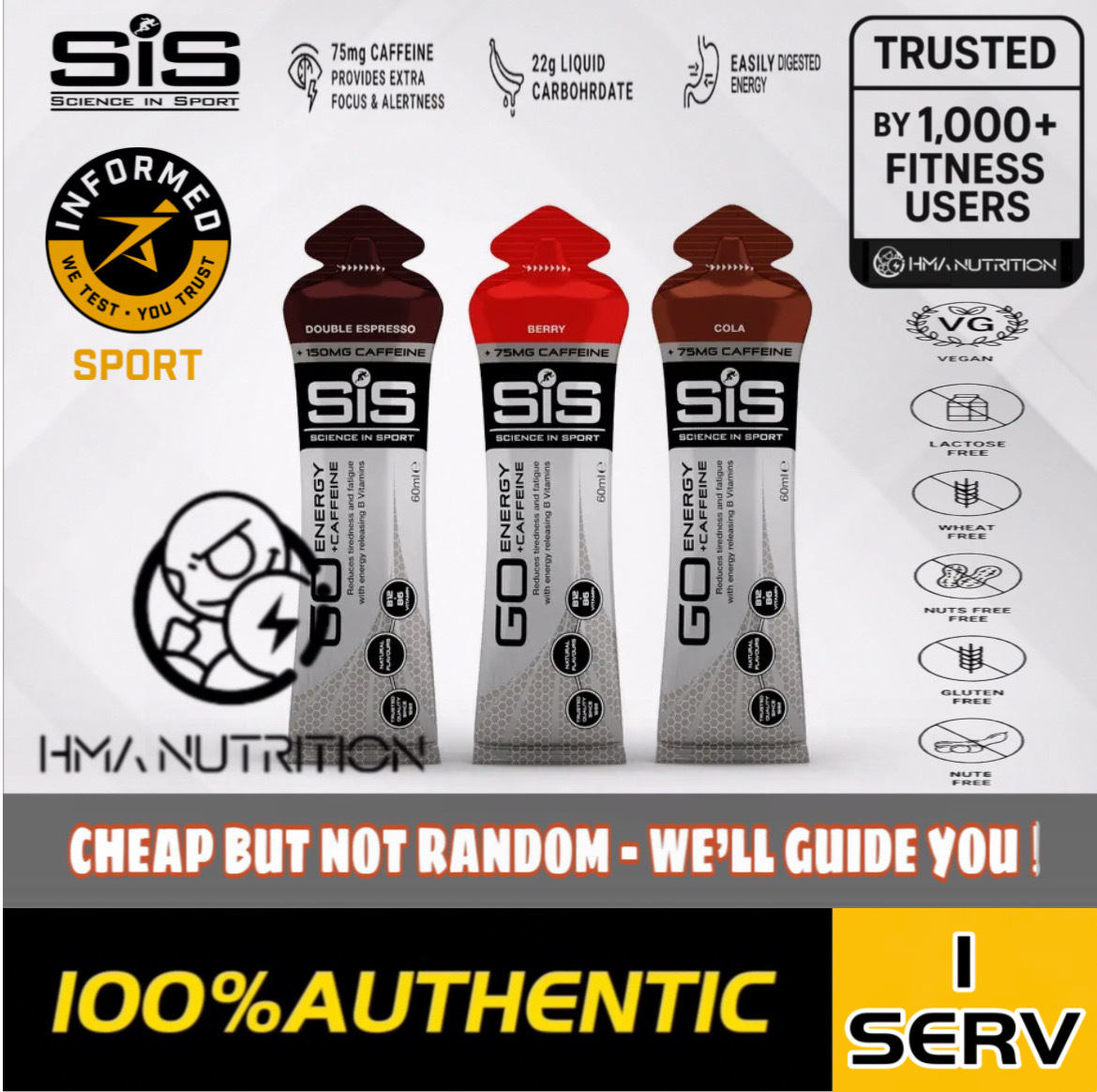 SIS GO Isotonic Energy+Caffeine Gels