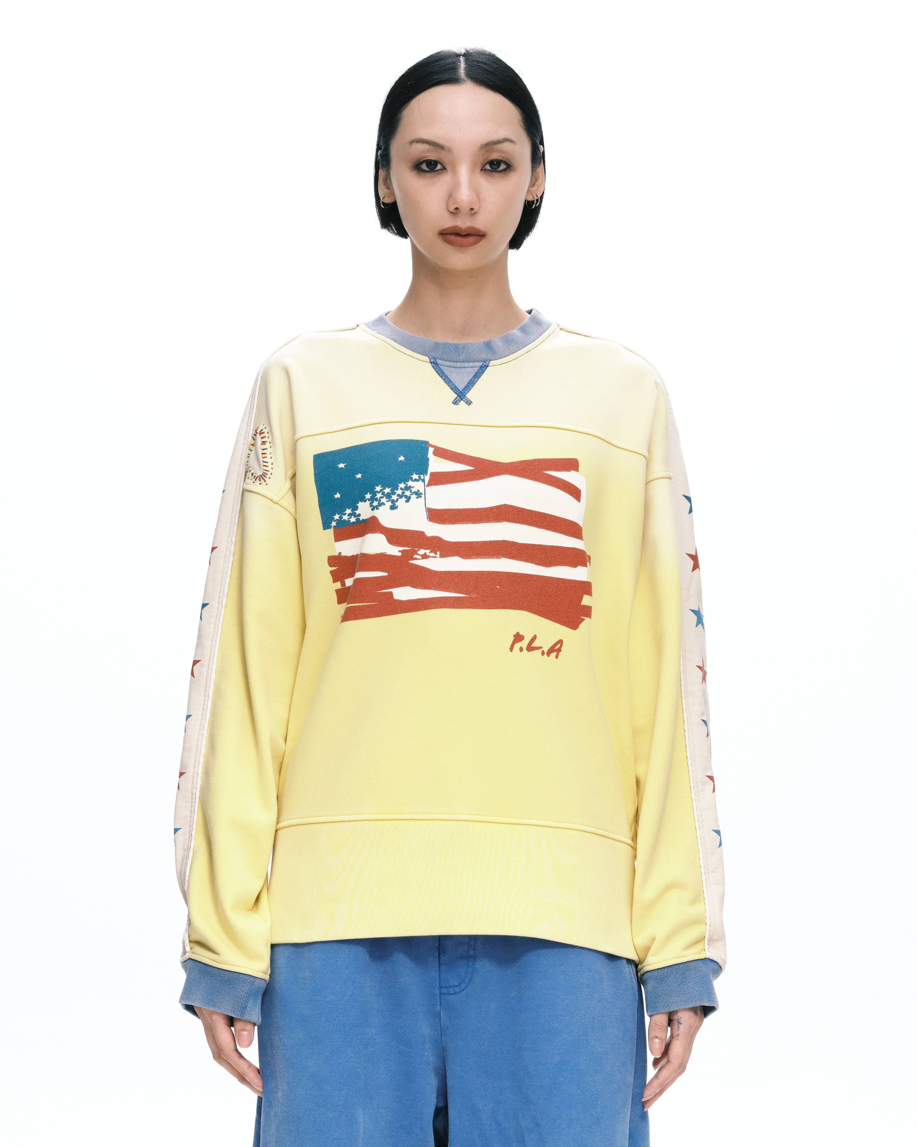 PLATEAU STUDIO｜Star crew neck (Yellow)