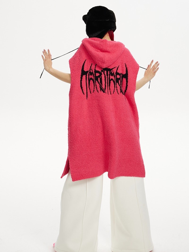 TAROTAROT  OVERSIZE 背後刺繡 無袖超長版 毛衣針織衫