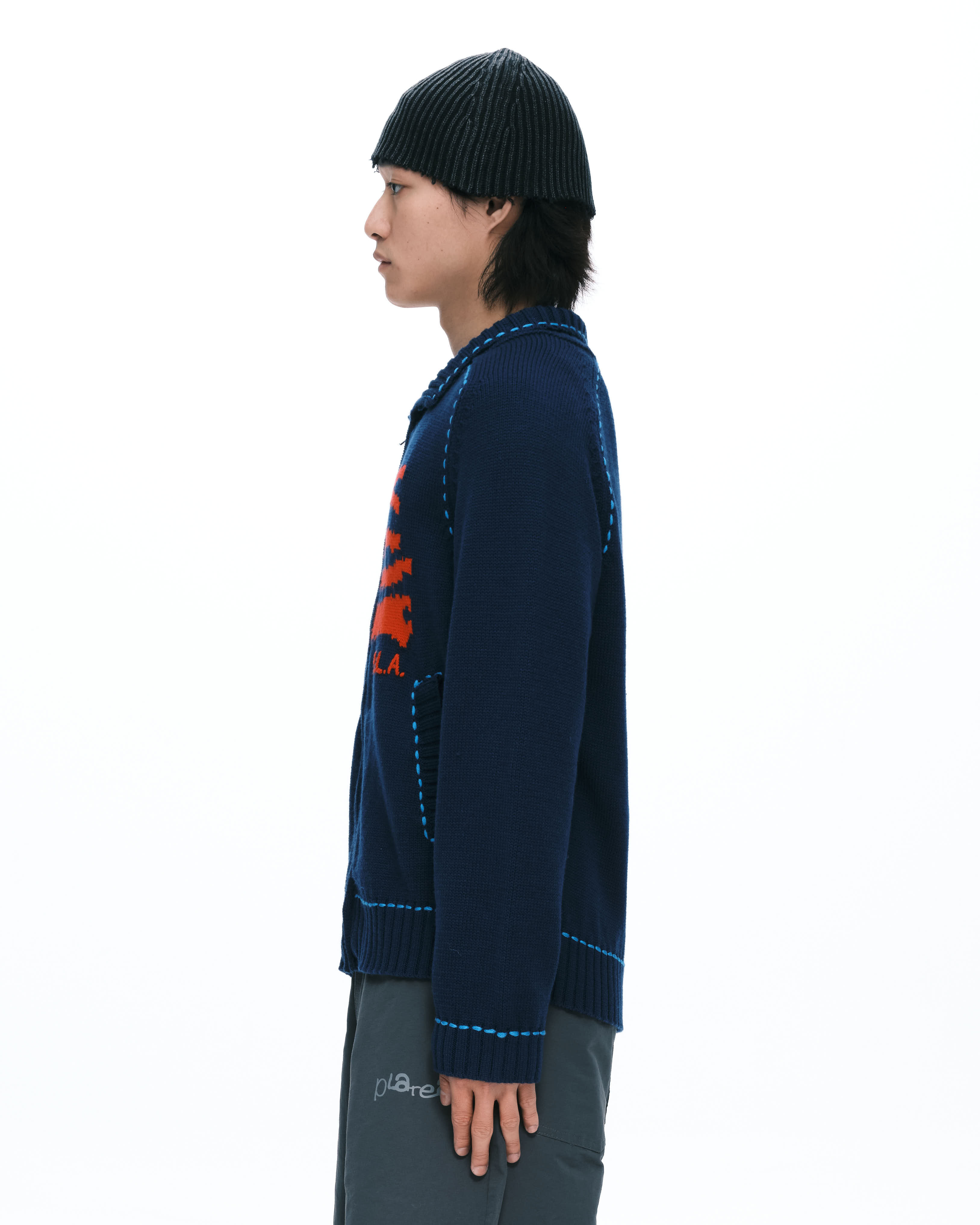 PLATEAU STUDIO｜Flag knit jacket (Navy)