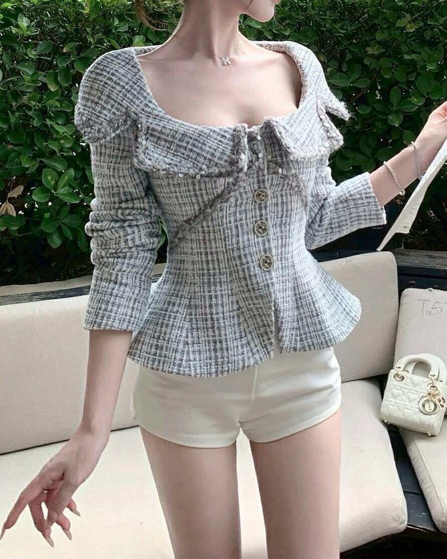 設計師家方大翻領收腰香風外套上衣