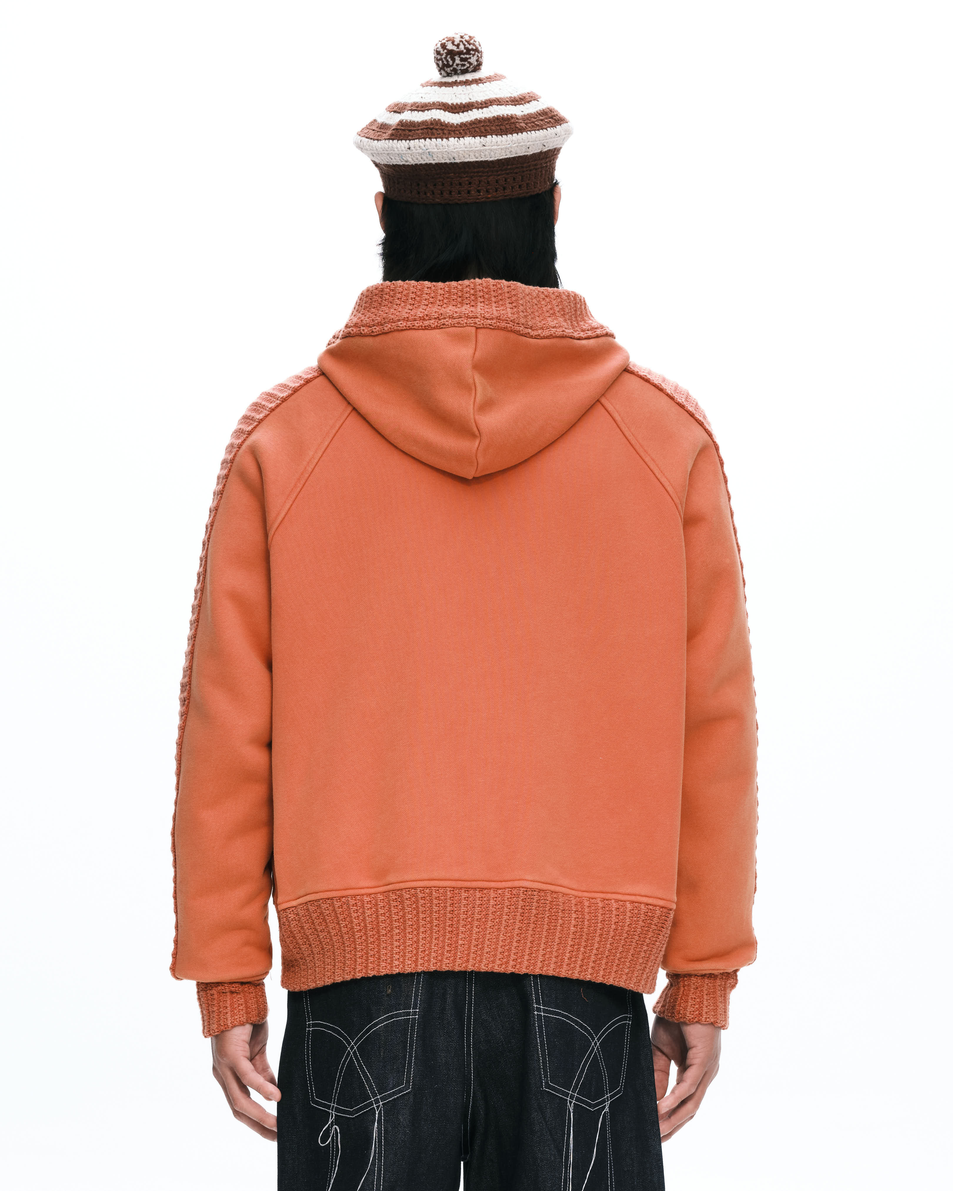 PLATEAU STUDIO｜Hand rib zip-up (Brick)