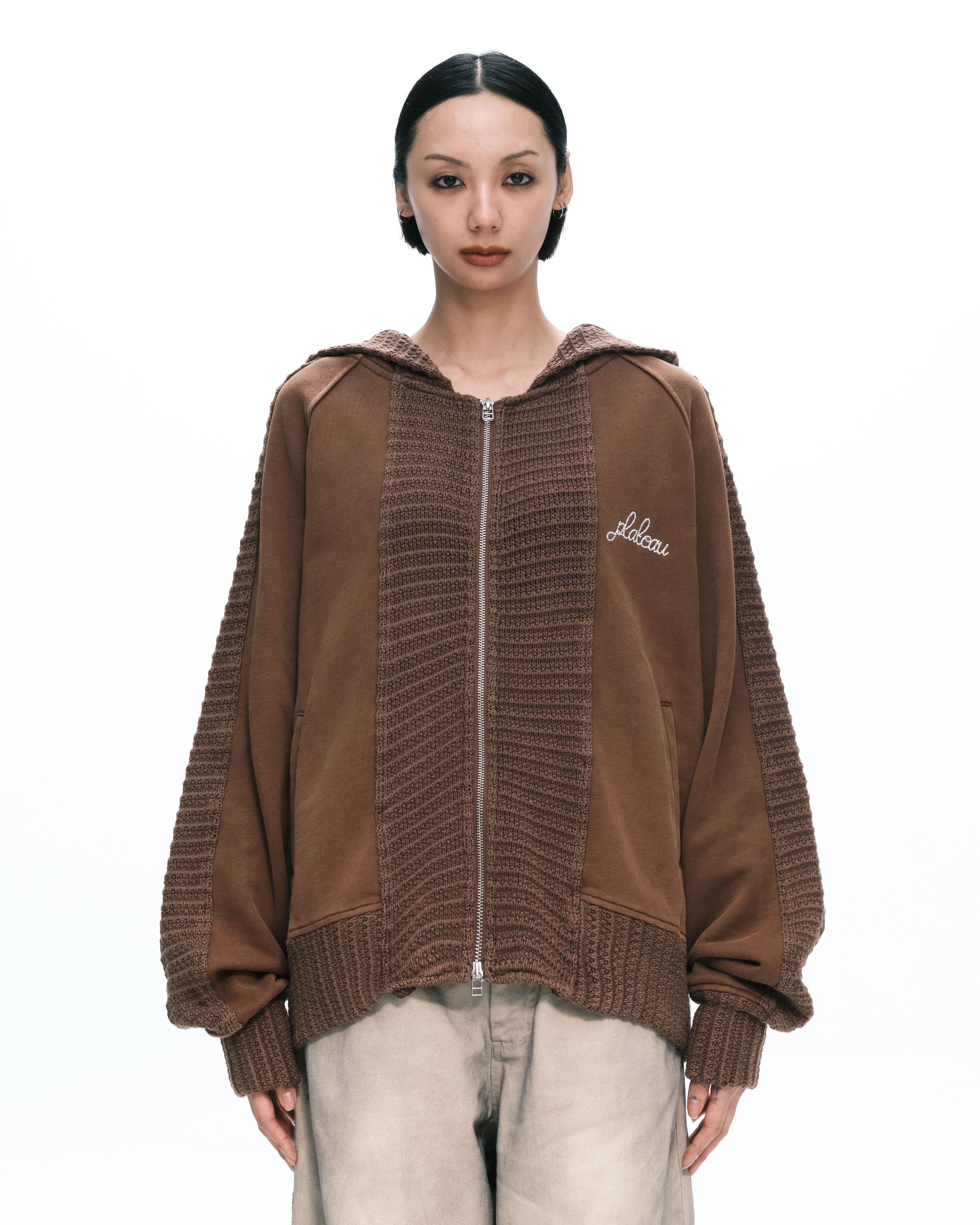PLATEAU STUDIO｜Hand rib zip-up (Brown)