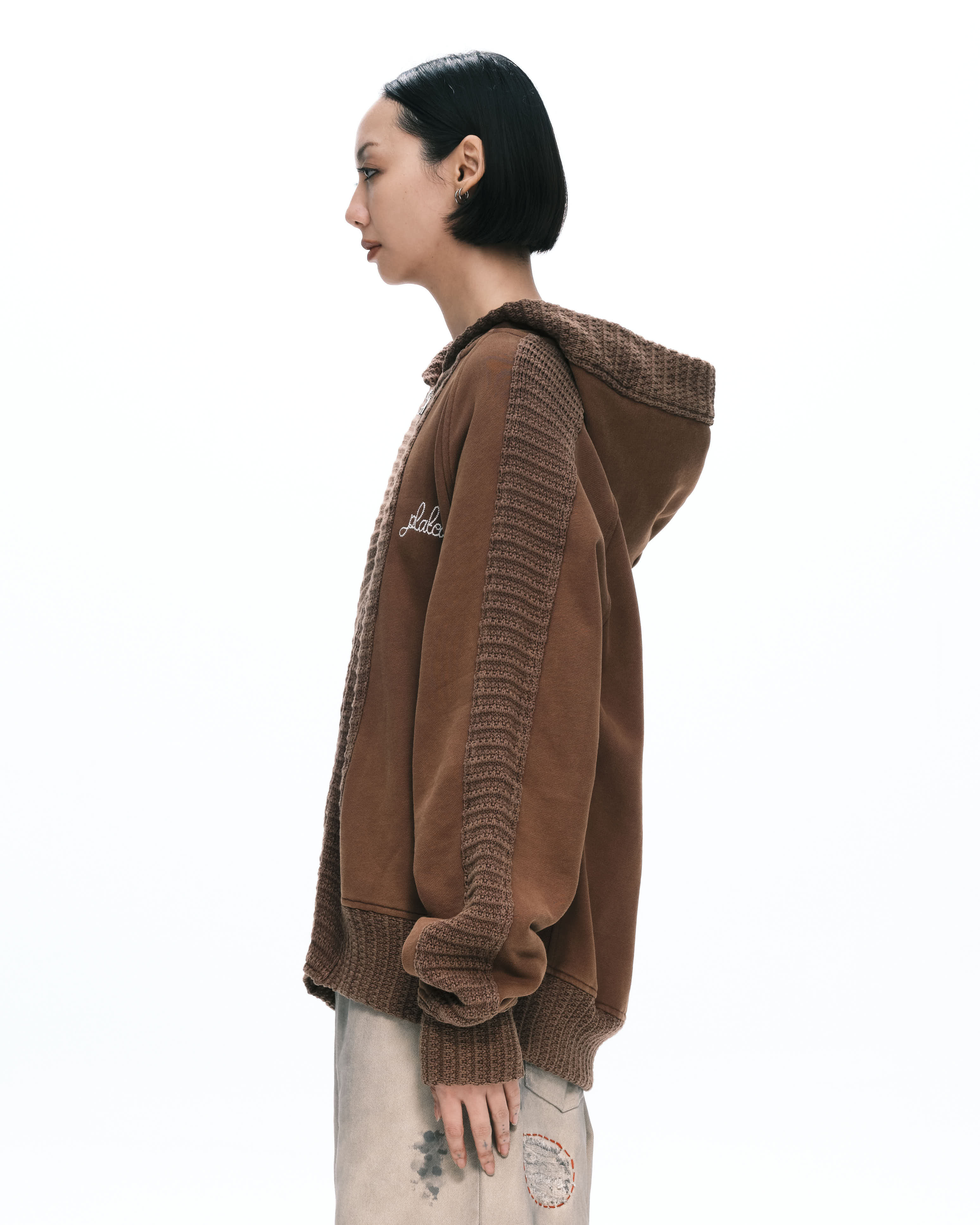 PLATEAU STUDIO｜Hand rib zip-up (Brown)