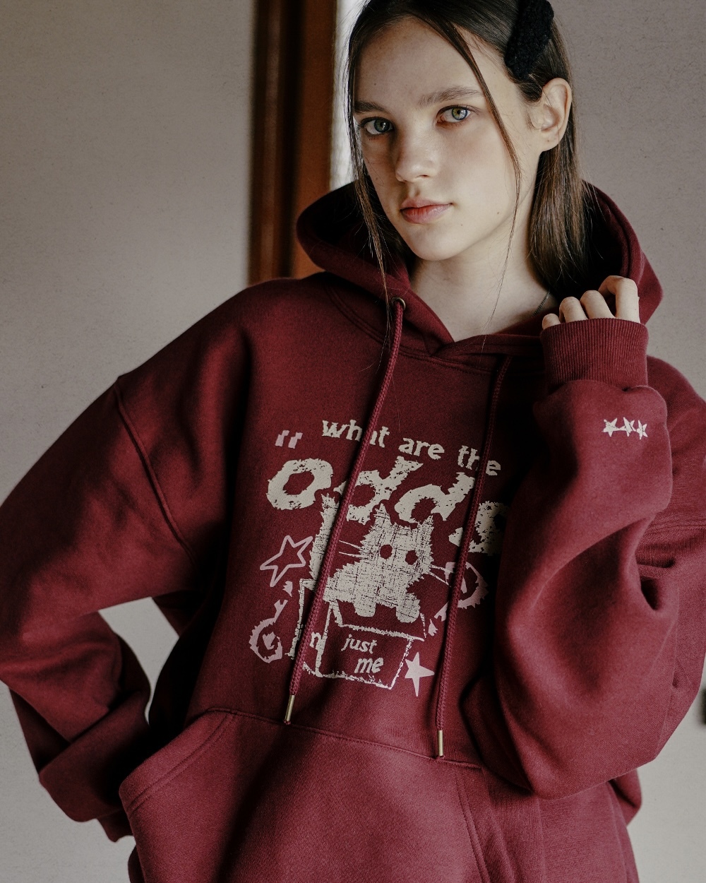 <預購> 韓國WV PROJECT 復古感Blow Hard貓咪刷毛帽T