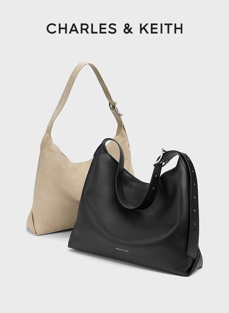 【Luxury】👜 CHARLES & KEITH 小CK 秋冬新款大容量托特包｜氣質單肩斜挎兩用包｜黑色百搭/豆蔻綠高級感通勤包」