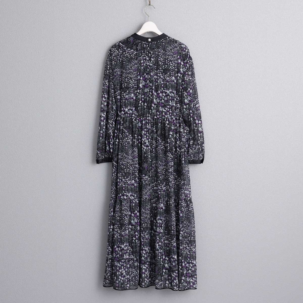 Fly me to the moon 星星雪紡洋裝（紫）