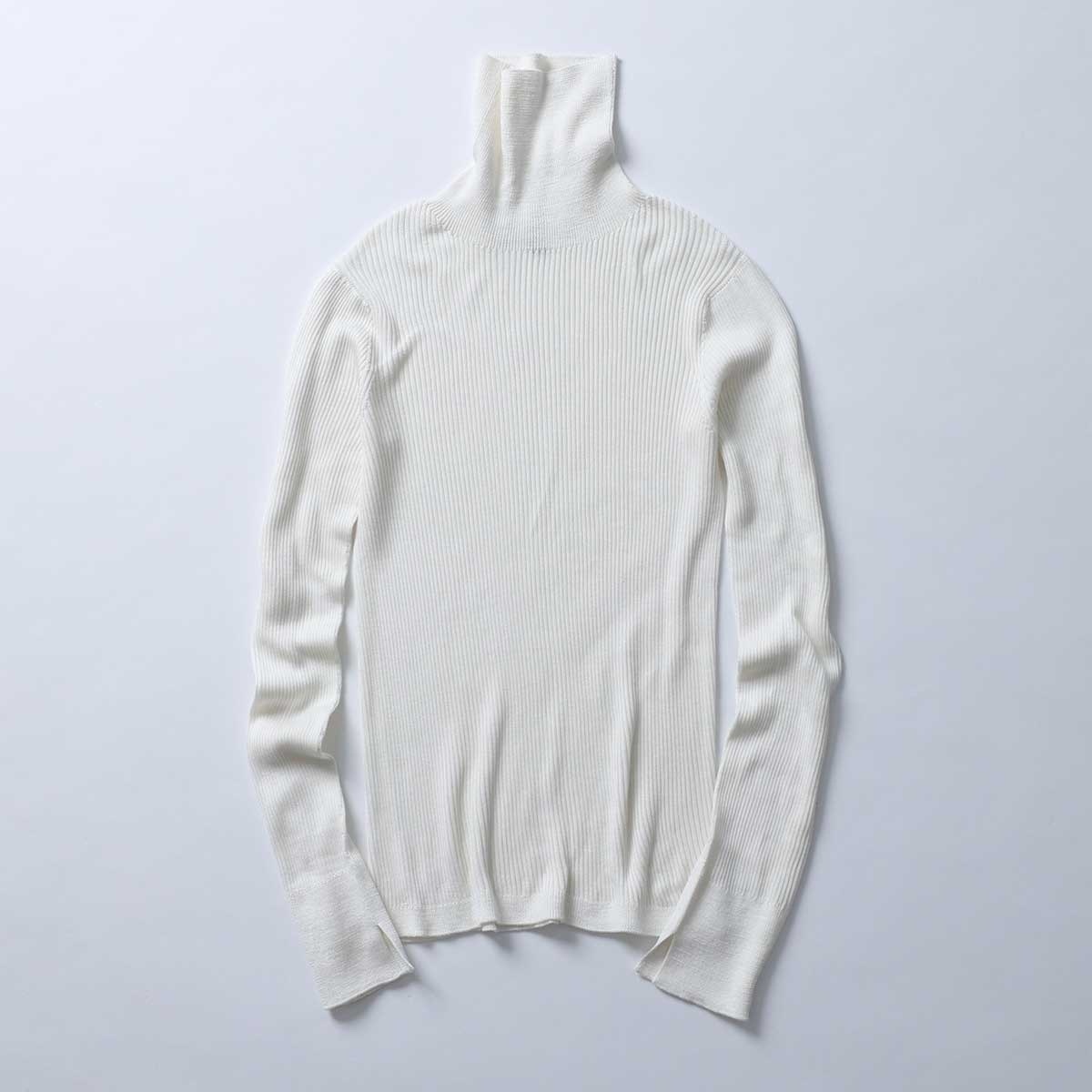 Pure silk 高領無縫針織衫（白）