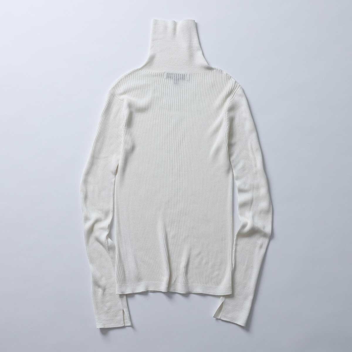 Pure silk 高領無縫針織衫（白）