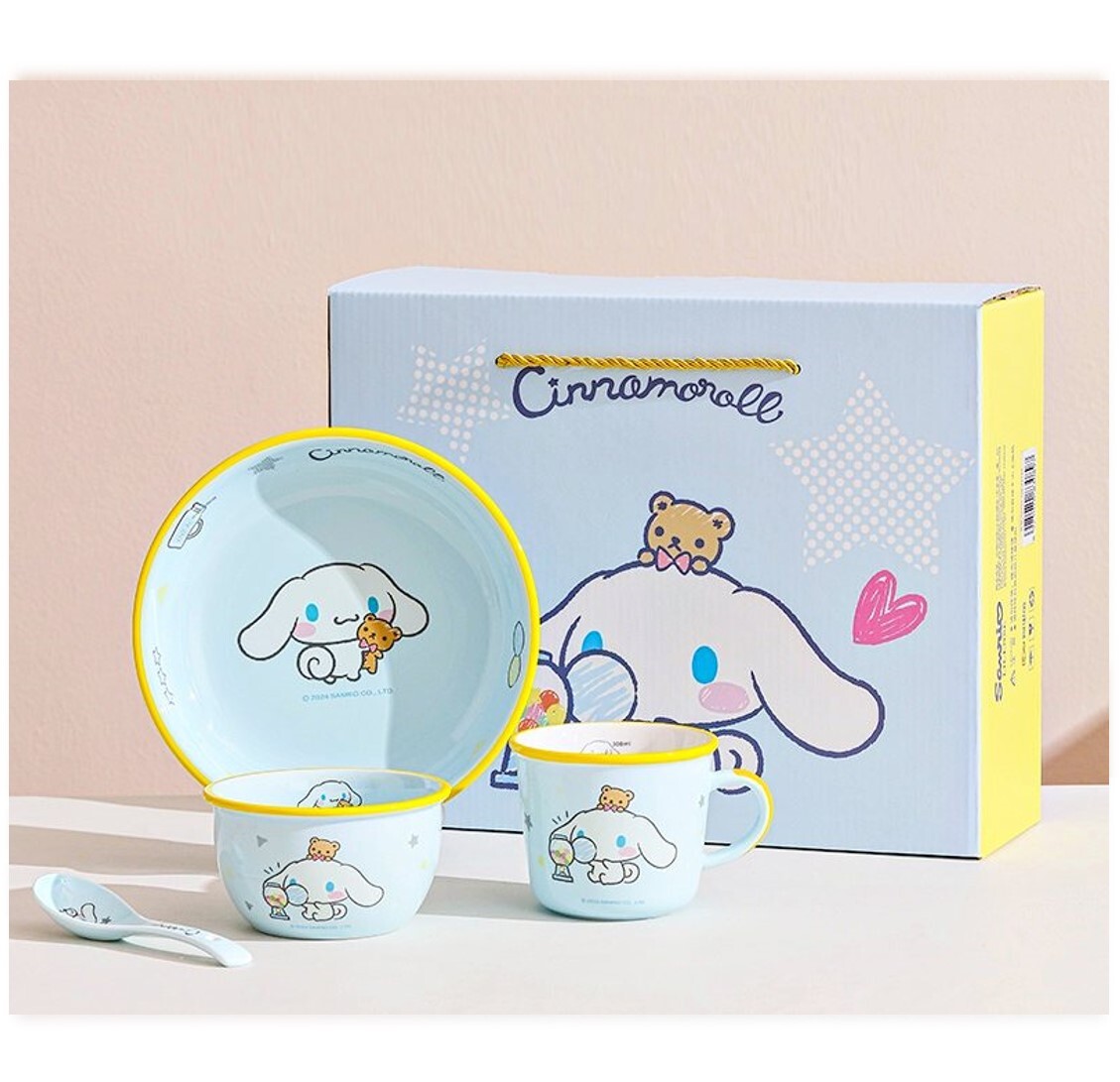 玉桂狗 Sanrio| 4件餐具 陶瓷套裝(碗,碟,杯,匙)