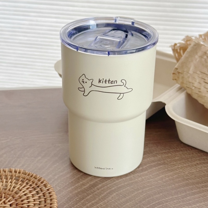 《09290》奶黃感線條狗狗貓貓/500ml