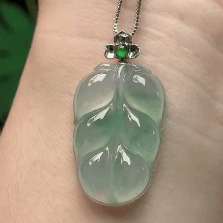 910313 翡翠冰種飄綠葉子