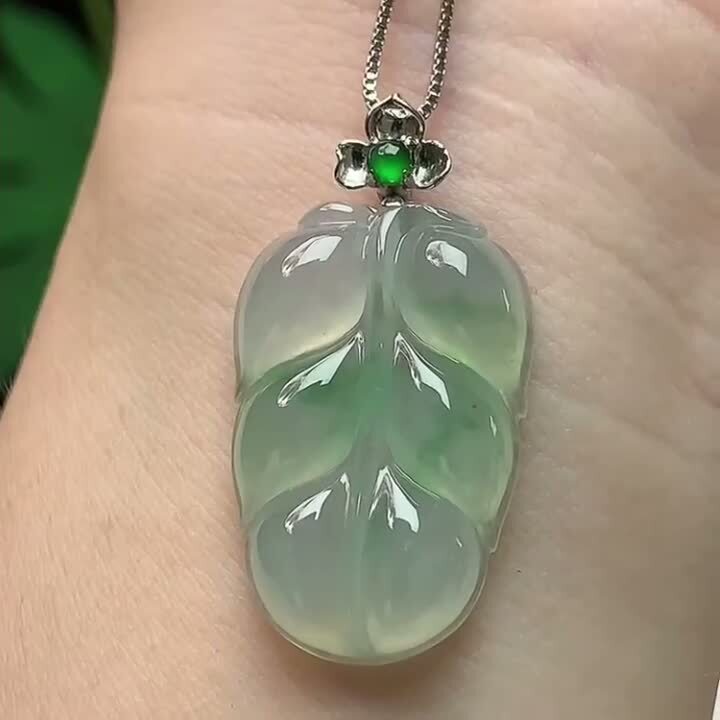 翡翠冰種飄綠葉子,天然翡翠A玉, 緬甸玉, Jade, Jadeite