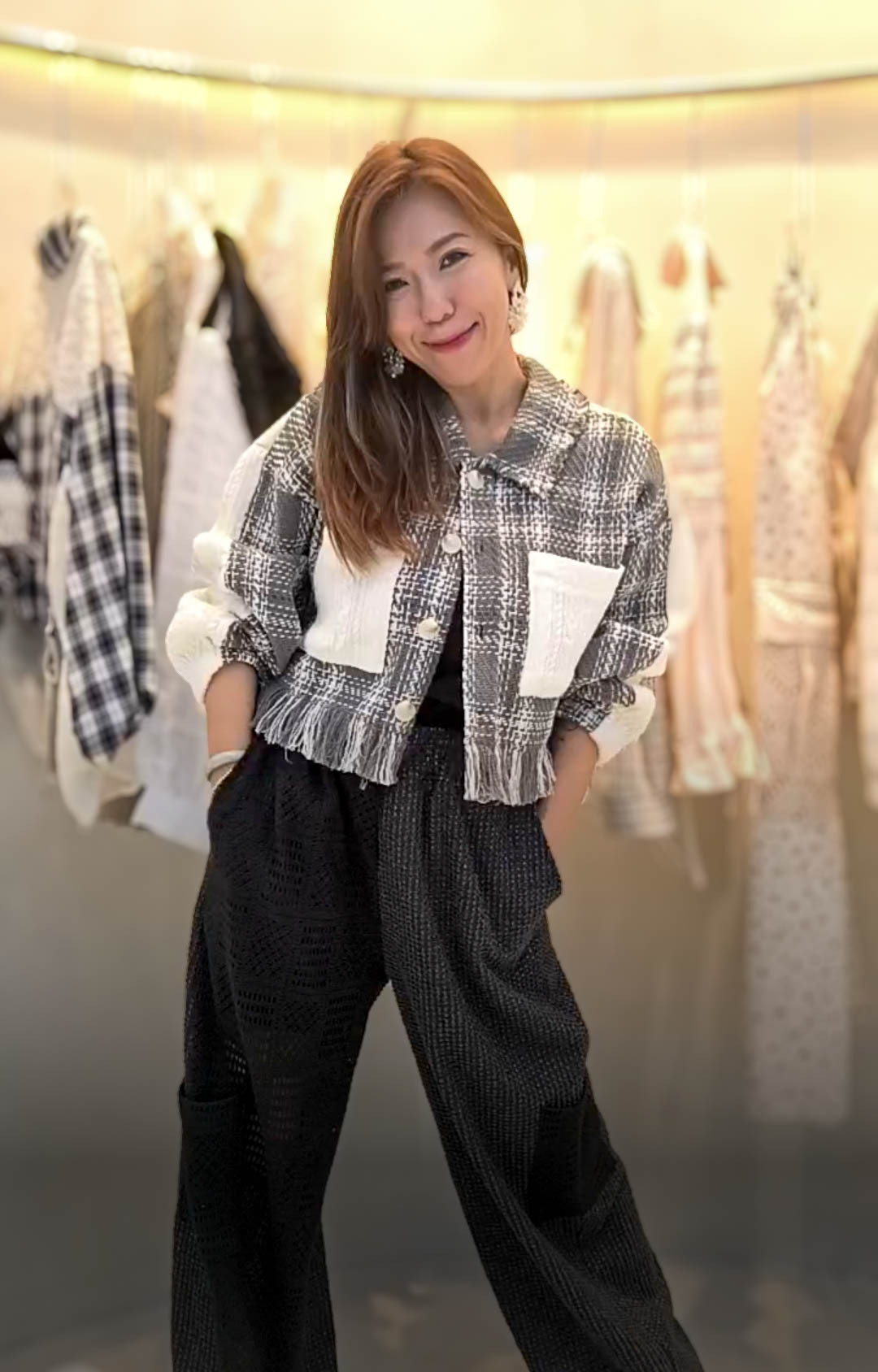 🥰K8140  ▶️大格子流蘇外套 👉B:104cm L:47cm