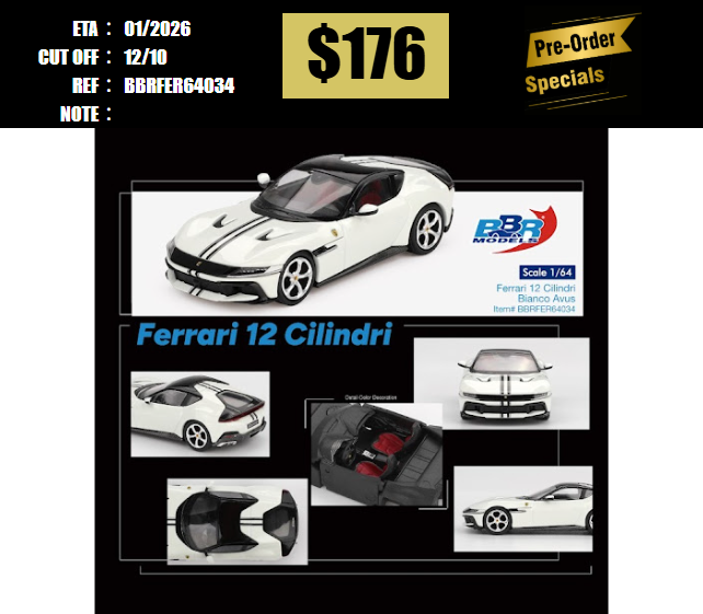 PO-$176 * BBR * 1:64 Ferrari 12 Cilindri Bianco Avus [OD29/09]