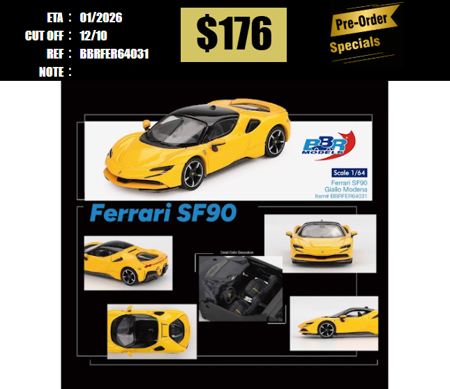PO-$176 * BBR * 1:64 Ferrari SF90 Giallo Modena [OD29/09]