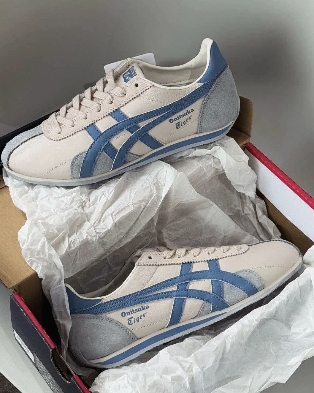 <補貨降價🩵> Onitsuka Tiger Runspark 鬼塚虎 復古 皮革 德訓鞋 奶油白藍