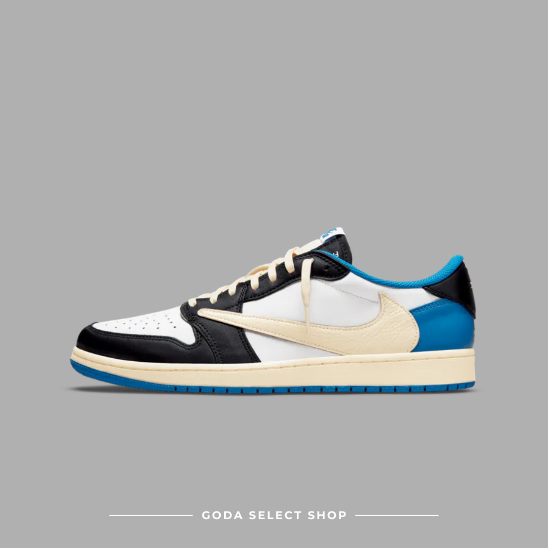 Travis Scott x Fragment x Nike Air Jordan 1 Low OG "Military Blue" 三方聯名 閃電 倒鉤 白藍黑 DM7866-140