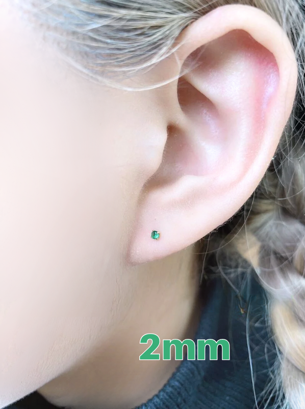 抗敏鋼 綠色單鑽鎖珠式耳環(單支價)